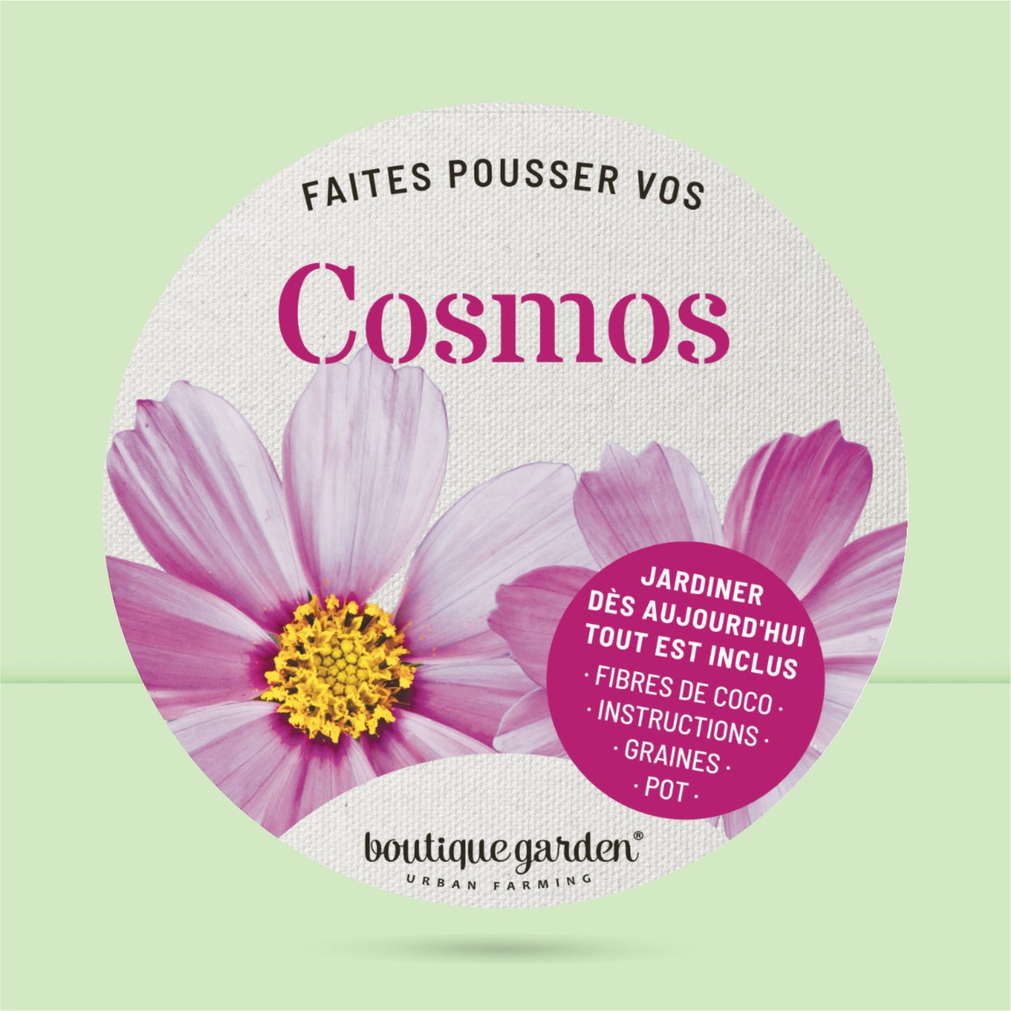 Kit jardinage prêt à pousser cosmos emballage décoratif cadeau