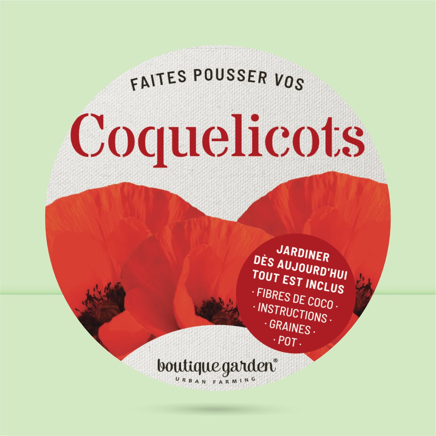 Kit jardinage prêt à pousser coquelicots emballage décoratif cadeau