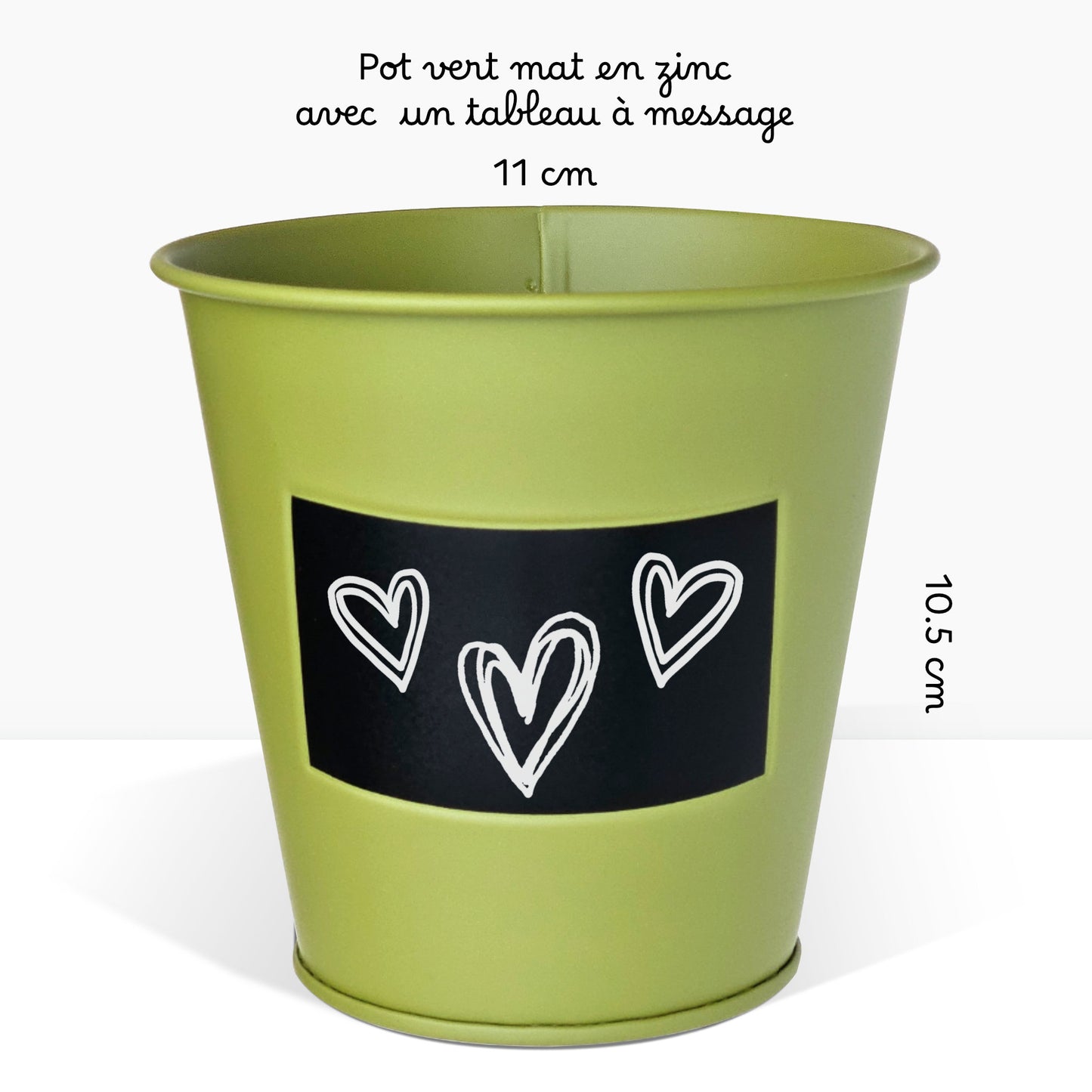 Kit prêt à pousser plante d'intérieur fougère, pot en zinc vert avec tableau noir et craie