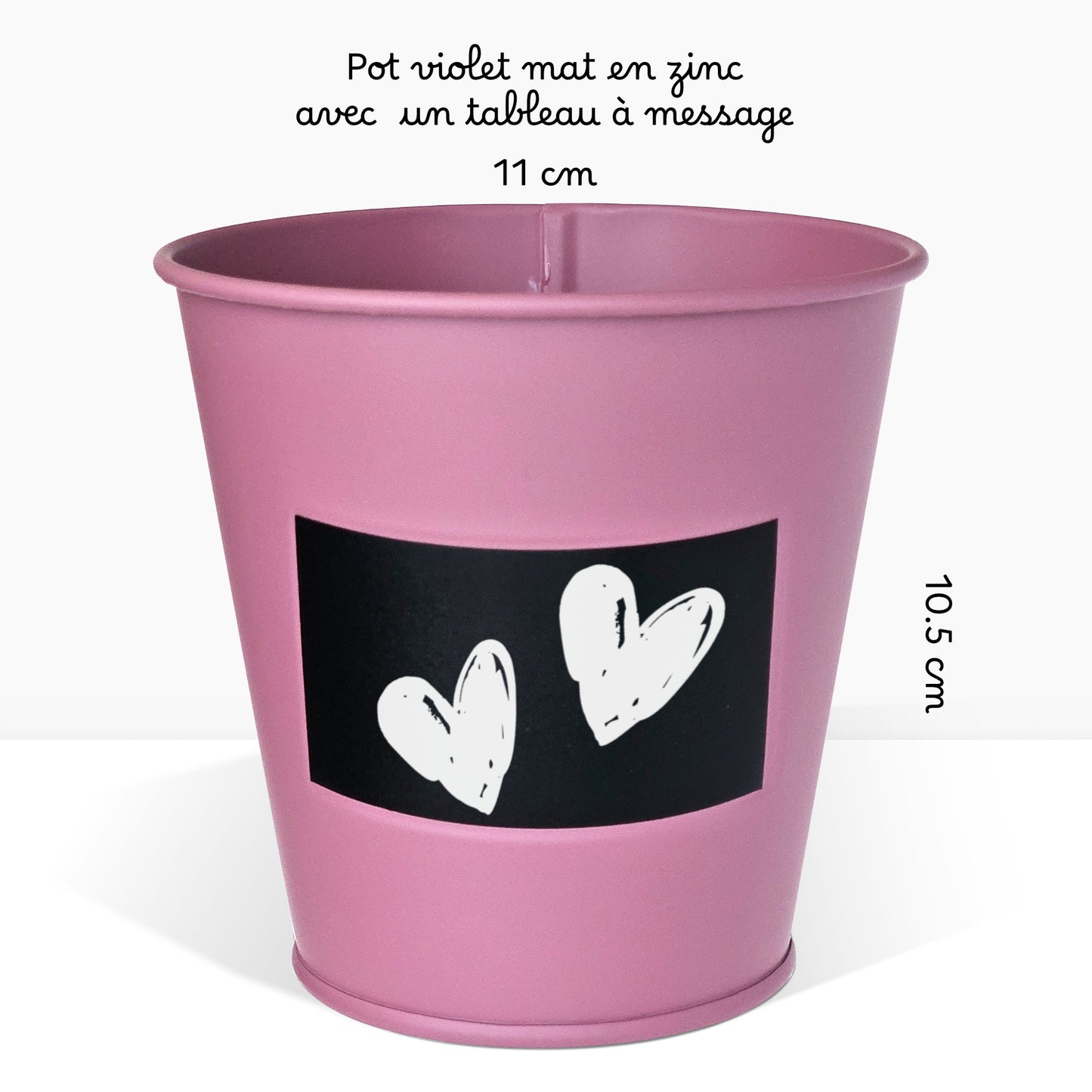 Kit prêt à pousser plante d'intérieur palmier, pot en zinc violet avec tableau noir et craie